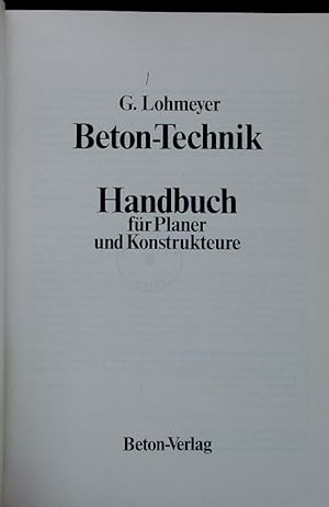 Bild des Verkufers fr Beton-Technik. zum Verkauf von Antiquariat Bookfarm