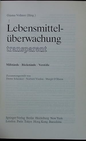 Bild des Verkufers fr Lebensmittelberwachung transparent. zum Verkauf von Antiquariat Bookfarm