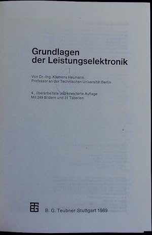 Bild des Verkufers fr Grundlagen der Leistungselektronik. zum Verkauf von Antiquariat Bookfarm