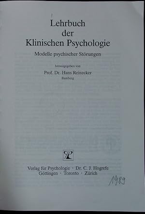 Bild des Verkufers fr Lehrbuch der klinischen Psychologie. zum Verkauf von Antiquariat Bookfarm