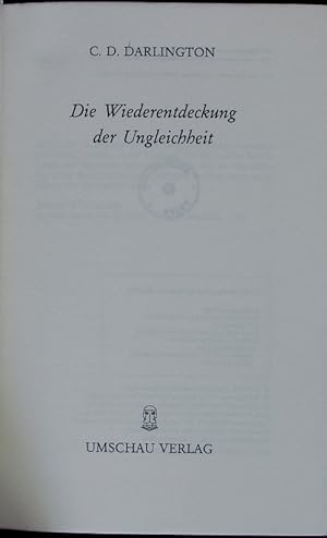 Seller image for Die Wiederentdeckung der Ungleichheit. for sale by Antiquariat Bookfarm