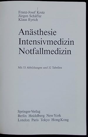 Seller image for Ansthesie, Intensivmedizin, Notfallmedizin. for sale by Antiquariat Bookfarm