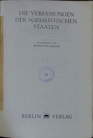 Imagen del vendedor de Die Verfassungen der sozialistischen Staaten. a la venta por Antiquariat Bookfarm