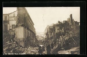 Ansichtskarte Messina, Zerstörungen nach einem Erdbeben, Via I. Settembre