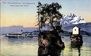 Ansichtskarte / Postkarte Meggen Kanton Luzern, Vierwaldstättersee, Meggenhorn-Inseln, Pilatus, D...