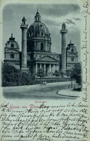 Mondschein Ansichtskarte / Postkarte Wien Wieden, Karlskirche