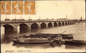 Ansichtskarte / Postkarte Bordeaux Gironde, Pont de Pierre, Boote