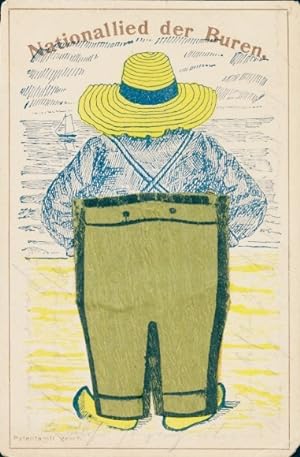 Künstler Ansichtskarte / Postkarte Nationallied der Buren, Segelboot, Mann, Rückenansicht