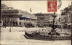 Ansichtskarte / Postkarte Bordeaux Gironde, Place de la Comedie, Theater