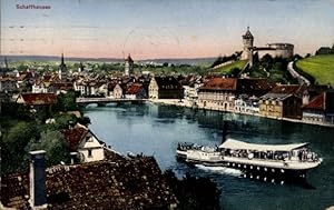 Ansichtskarte / Postkarte Schaffhausen am Rhein Schweiz, Gesamtansicht, Dampfer
