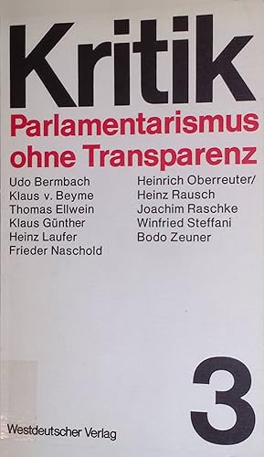 Seller image for Parlamentarismus ohne Transparenz. Kritik, Band 3 for sale by books4less (Versandantiquariat Petra Gros GmbH & Co. KG)