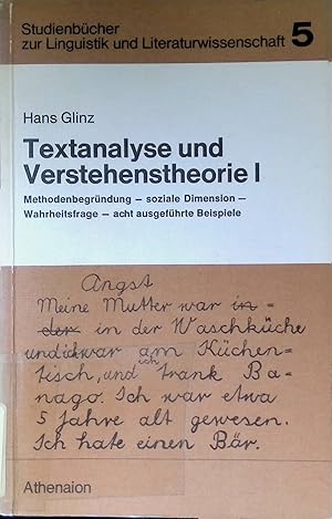 Imagen del vendedor de Textanalyse und Verstehenstheorie, 1 : Methodenbegrndung, soziale Dimension, Wahrheitsfrage, acht ausgefhrte Beispiele. Studienbcher zur Linguistik und Literaturwissenschaft ; Bd. 5 a la venta por books4less (Versandantiquariat Petra Gros GmbH & Co. KG)