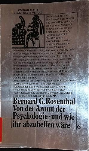 Seller image for Von der Armut der Psychologie und wie ihr abzuhelfen wre. for sale by books4less (Versandantiquariat Petra Gros GmbH & Co. KG)