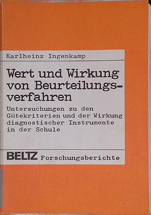 Bild des Verkufers fr Wert und Wirkung von Beurteilungsverfahren: Untersuchungen zu den Gtekriterien und die Wirkung diagnostischer Instrumente in der Schule. Theorie und Praxis der Schulpsychologie, Band 27 zum Verkauf von books4less (Versandantiquariat Petra Gros GmbH & Co. KG)