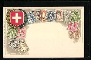 Ansichtskarte Schweizer Briefmarken, Wappen