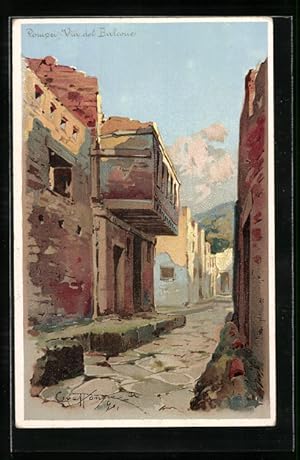 Künstler-Ansichtskarte Pompei, Via del Balcone