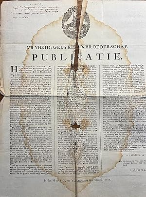 Batavian Republic, printed publication 1797 | Publicatie, Vryheid, Gelykheid, Broederschap, Haag ...