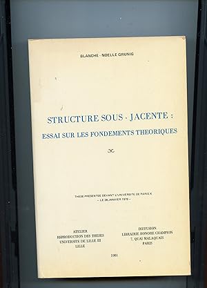 Imagen del vendedor de STRUCTURE SOUS - JACENTE : ESSAI SUR LES FONDEMENTS THORIQUES . Thse prsente devant l'Universit de Paris X , le 28 janvier 1978 a la venta por Librairie CLERC