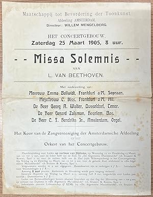 Music, 1905, Amsterdam, set of two | Leaflet on the performance of Beethoven's Missa Solemnis on ...
