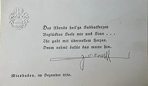 Autograph 1930 | Original autograph, poem of Joseph von Lauff (Josef Lauff), born in Köln 1855, c...