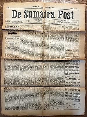 Antique newspaper Indonesia, Indië 1917 | The Sumatra Post, Medan zaterdag 20 januari 1917, 1 p. ...