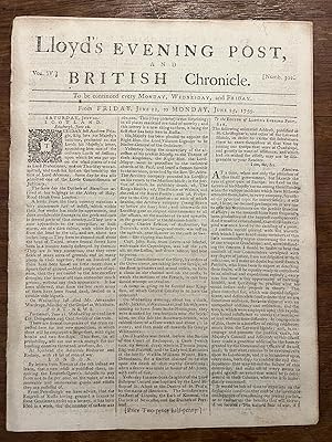 Antique newspaper UK 1759 | Lloyd's evening post and British chronicle, 22-25 June 1759, Vol. IV,...