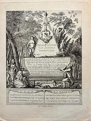 Antique etching and engraving 1794 | Print with memorial for Hendrik Hooft Danielsz.: Gedachtenis...