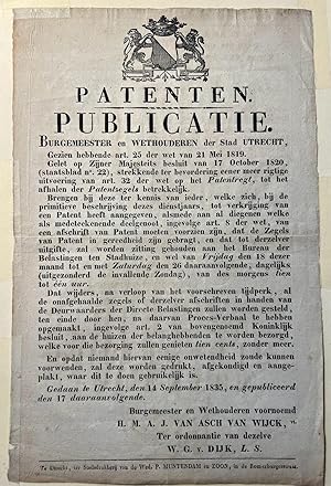 Printed publication patents legal, 1835 | Publicatie: patenten: burgemeester en wethouderen der s...