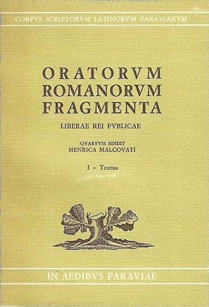 Immagine del venditore per Oratorum romanorum fragmenta liberae rei publicae, I - Textus venduto da Messinissa libri