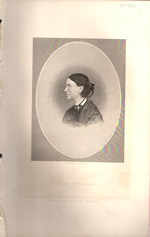 Bild des Verkufers fr ENGRAVING; "Jean Ingelow".engraved By R. Hinshelwood for the Ladies' Repository zum Verkauf von Dorley House Books, Inc.