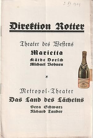 Bild des Verkufers fr Programmheft Oscar Straus MARIETTA 3. Dezember 1929 zum Verkauf von Programmhefte24 Schauspiel und Musiktheater der letzten 150 Jahre
