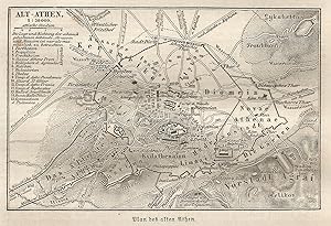 Seller image for 1890 Greece, Athens, Carta geografica antica, Old City Plan, Plan de la ville for sale by epokamania