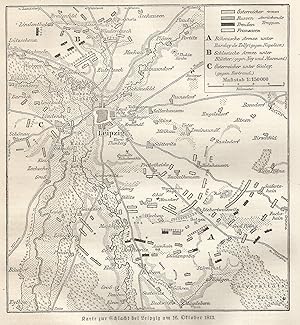 Seller image for 1890 Germany, Leipzig battle, Carta geografica antica, Old map, Carte gographique ancienne for sale by epokamania