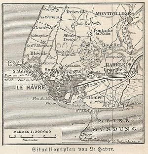 Seller image for 1890 France, Le Havre, Carta geografica antica, Old map, Carte gographique ancienne for sale by epokamania