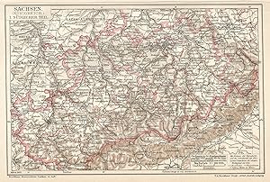 1903 Germany, Saxony, Sachsen, Carta geografica antica, Old map, Carte géographique ancienne