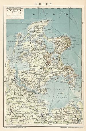 1903 Germany, Rügen e dintorni, Germania, Carta geografica antica, Old map, Carte géographique an...