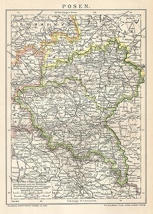 1903 Poland, Posen e dintorni, Polonia, Carta geografica antica, Old map, Carte géographique anci...