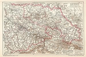 1903 Germany, Saxony, Sachsen, Carta geografica antica, Old map, Carte géographique ancienne