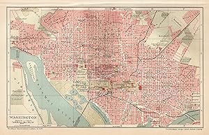 1903 United States, Washington, Carta geografica antica, Old City Plan, Plan de la ville