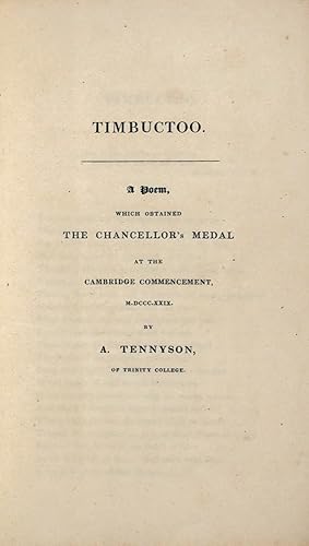 [TIMBUCTOO, A POEM]. Prolusiones Academiæ Præmiis Annuis Dignatæ et in Curia Cantabrigiensi Recit...