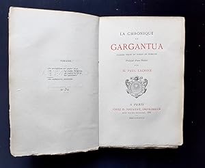 La Chronique de Gargantua. Premier texte du roman de Rabelais.
