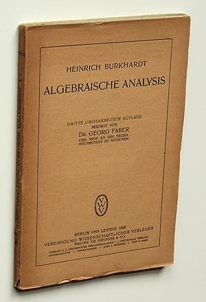 Seller image for Algebraische Analysis [Funktionentheoretische Vorlesungen, 1. Bandes 1. Heft] for sale by Versandantiquariat Hsl