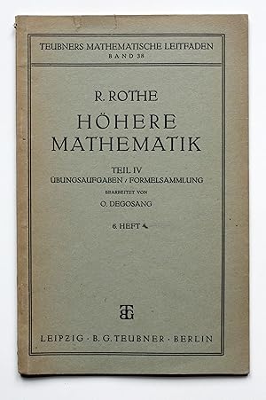 Bild des Verkufers fr Hhere Mathematik fr Mathematiker, Physiker und Ingenieure. Teil IV: bungsaufgaben mit Lsungen / Formelsammlung. 6. Heft: Gewhnliche und partielle Differentialgleichungen nebst Anwendungen [Teubners Mathematische Leitfden Band 38] zum Verkauf von Versandantiquariat Hsl