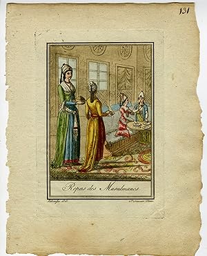 Antique Print-ISLAMIC-CULTURE-COMMUNAL-MEAL-DOMESTIC-LIFE-Labrousse-Grasset-1797