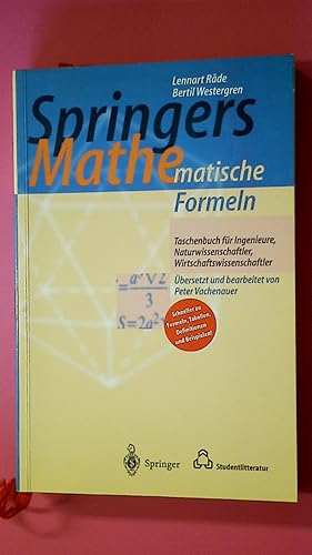 Bild des Verkufers fr SPRINGERS MATHEMATISCHE FORMELN. Taschenbuch fr Ingenieure, Naturwissenschaftler, Wirtschaftswissenschaftler zum Verkauf von HPI, Inhaber Uwe Hammermller