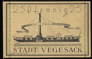 Bild des Verkufers fr Notgeld Vegesack 1921, 25 Pfennig, Raddampfer Die Weser zum Verkauf von Bartko-Reher