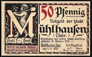 Notgeld Mühlhausen /Thür. 1921, 50 Pfennig, Bachs Gesuch von 1708