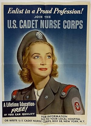 ORIGINAL WWII U.S. CADET NURSE CORPS RECRUITMENT POSTER