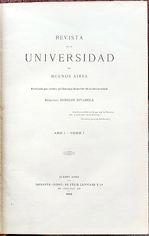 Seller image for Revista de la Universidad de Buenos Aires (First stage) for sale by Chaco 4ever Books