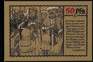 Notgeld Mühlhausen /Thür. 1921, 50 Pfennig, Die Sieger nehmen Rache an Mühlhausen